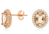 2.28CT DIAMOND & AAA MORGANITE 14KT ROSE GOLD 3D OVAL & ROUND HALO STUD EARRINGS