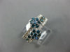 WIDE 1.62CT WHITE & BLUE DIAMOND 14KT WHITE GOLD CLASSIC DOUBLE FLOWER FUN RING
