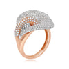 EXTRA LARGE 2.59CT DIAMOND 14KT ROSE GOLD 3D MULTI ROW LEAF LOVE KNOT FUN RING