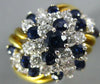 ESTATE LARGE 2.0CT DIAMOND & AAA SAPPHIRE 18KT 2 TONE GOLD 3D FLOWER FUN RING