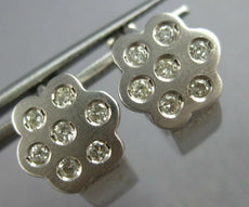 ESTATE .52CT DIAMOND 14KT WHITE GOLD FLOWER ETOILE HUGGIE FUN HANGING EARRINGS