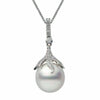 .32CT DIAMOND & AAA SOUTH SEA PEARL 18KT WHITE GOLD 3D PAVE BEZEL LEAF PENDANT