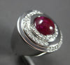 LARGE 4.30CT DIAMOND & AAA CABOCHON RUBY 14K WHITE GOLD 3D ROUND FUN RING #28296