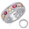 WIDE 1.04CT DIAMOND & AAA RUBY 14KT WHITE & ROSE GOLD ETERNITY ANNIVERSARY RING