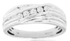 ESTATE .22CT DIAMOND 14K WHITE GOLD CLASSIC ROUND MENS DIAGONAL ANNIVERSARY RING