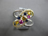 LARGE 1.17CT DIAMOND & AAA MULTI COLOR SAPPHIRE 18KT WHITE & ROSE GOLD LEAF RING
