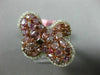 ESTATE LARGE 3.25CT WHITE & PINK DIAMOND 18K WHITE & ROSE BUTTERFLY FLOWER RING
