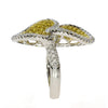 LARGE 3.24CT WHITE & FANCY YELLOW DIAMOND 18K 2 TONE GOLD PAVE DOUBLE HEART RING