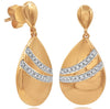.13CT DIAMOND 14KT ROSE GOLD 3D CLASSIC 2 ROW TEAR DROP FUN HANGING EARRINGS
