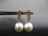 ESTATE LARGE .45CT DIAMOND & AAA SOUTH SEA PEARL 18KT ROSE GOLD 3D BAR HANGING EARRINGS