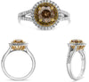 LARGE 1.63CT WHITE & CHOCOLATE FANCY DIAMOND 18KT 2 TONE GOLD 3D ENGAGEMENT RING