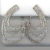 .67CT DIAMOND 14KT WHITE GOLD 3D MULTI ROW HORSESHOE TEAR DROP HANGING EARRINGS