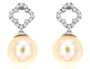 .15CT DIAMOND & AAA SOUTH SEA PEARL 14KT WHITE GOLD FLOWER FUN HANGING EARRINGS