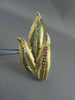ANTIQUE LARGE 3.50CT AAA SAPPHIRE RUBY & EMERALD LEAF 18KT Y GOLD BROOCH #1883