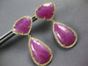 33.0CT DIAMOND & AAA SLICED RUBY 14KT YELLOW GOLD 3D TEAR DROP HANGING EARRINGS