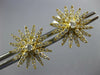 ESTATE LARGE .79CT DIAMOND 18KT YELLOW GOLD 3D FLOWER SNOWFLAKE STUD EARRINGS