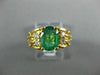ESTATE 1.77CT DIAMOND & AAA EMERALD 14K YELLOW GOLD OVAL & ROUND ENGAGEMENT RING