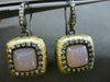 ESTATE .60CT DIAMOND PINK QUARTZ 14K BLACK YELLOW GOLD FILIGREE HANGING EARRINGS