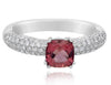 1.34CT DIAMOND & AAA PINK TOURMALINE 18K WHITE GOLD CUSHION & ROUND CLASSIC RING