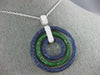 LARGE 4.32CT DIAMOND & AAA SAPPHIRE & TSAVORITE 18KT WHITE GOLD CIRCULAR PENDANT