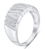 WIDE .12CT DIAMOND 14KT WHITE GOLD 3D CHANNEL TRIANGULAR UNISEX ANNIVERSARY RING