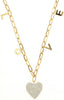 ESTATE .34CT DIAMOND 14KT YELLOW GOLD 3D ROUND PAVE HEART SHAPE LOVE NECKLACE