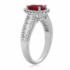 ESTATE GIA 2.26CT DIAMOND & AAA RUBY 18KT WHITE GOLD OVAL HALO ENGAGEMENT RING