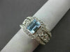ESTATE 1.84CT DIAMOND & AAA AQUAMARINE 14K WHITE GOLD FILIGREE FLORAL RING 21324
