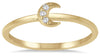 ESTATE .03CT DIAMOND 14KT YELLOW GOLD 3D CLASSIC 3 STONE CRESCENT MOON FUN RING