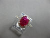 ESTATE 1.76CT DIAMOND & AAA RUBY 14K WHITE GOLD 3D OVAL & ROUND ENGAGEMENT RING
