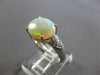 ESTATE 2.22CT DIAMOND & AAA OPAL PLATINUM 3D OVAL & ROUND ENGAGEMENT RING #28207