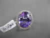 ESTATE LARGE 7.28CT DIAMOND & AAA AMETHYST 14KT WHITE GOLD 3D FILIGREE HALO RING