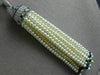 LONG 2.25CT DIAMOND AAA SAPPHIRE & SOUTH SEA PEARL 18K WHITE GOLD TASSEL PENDANT