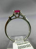 ESTATE .70CT DIAMOND & AAA RUBY 14KT WHITE GOLD 3D OVAL BAGUETTE ENGAGEMENT RING