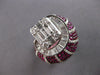 EXTRA LARGE 5.39CT DIAMOND & AAA RUBY 18K WHITE GOLD SEMI CRESCENT COCKTAIL RING