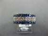 WIDE 1.10CT DIAMOND & AAA SAPPHIRE 14K WHITE GOLD CLASSIC 3 ROW ANNIVERSARY RING