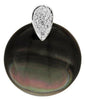 DIAMOND & AAA BLACK MOTHER OF PEARL 14KT WHITE GOLD 3D ROUND PEAR SHAPE PENDANT