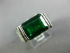 ESTATE 3.84CT DIAMOND & AAA EMERALD 18KT WHITE GOLD 3D SQUARE ENGAGEMENT RING