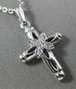 ANTIQUE SMALL .04CT DIAMOND 14KT WHITE GOLD CLASSIC FLORAL CROSS PENDANT #20808