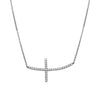 ESTATE .24CT DIAMOND 14KT WHITE GOLD 3D CLASSIC SIDEWAYS CROSS NECKLACE