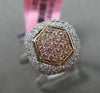 ESTATE WIDE .83CT DIAMOND 18K WHITE & ROSE GOLD 3D HEXAGON CLUSTER FILIGREE RING