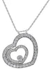 ESTATE 1.60CT DIAMOND 18KT WHITE GOLD DOUBLE HEART SIDEWAYS OPEN HEART PENDANT