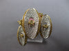 LARGE .45CT WHITE & FANCY YELLOW DIAMOND 18KT 2 TONE GOLD OVAL GEOMETRICAL RING