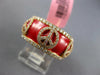 WIDE 1.40CT DIAMOND & RED ENAMEL 18K ROSE GOLD 3D MULTI PEACE SIGN ETERNITY RING