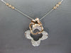 LARGE .78CT DIAMOND 14KT WHITE & ROSE GOLD 3D 4 LEAF CLOVER BY THE YARD NECKLACE