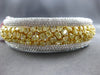 GIA LARGE 17.42CT WHITE & FANCY YELLOW DIAMOND 18K 2 TONE GOLD BANGLE BRACELET