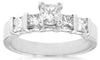 ESTATE 1.02CT DIAMOND 14KT WHITE GOLD 3D PRINCESS FIVE STONE FUN ENGAGEMENT RING