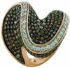 LARGE 2.57CT WHITE & CHOCOLATE FANCY DIAMOND 14KT ROSE GOLD MULTI ROW SWIRL RING