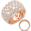 EXTRA LARGE 4.26CT DIAMOND 14KT ROSE GOLD 3D 5 ROW PAVE CLASSIC ANNIVERSARY RING