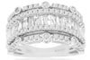 ESTATE WIDE 1.50CT DIAMOND 14KT WHITE GOLD ROUND & BAGUETTE FUN ANNIVERSARY RING